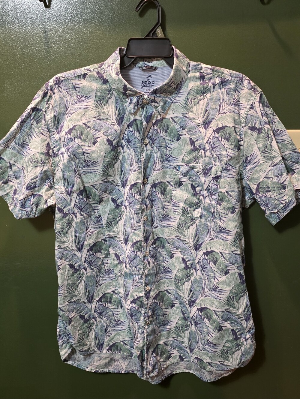 Men's XXL IZOD Saltwater Button Up Shirt Palm Leaves Tropical Cruisewear